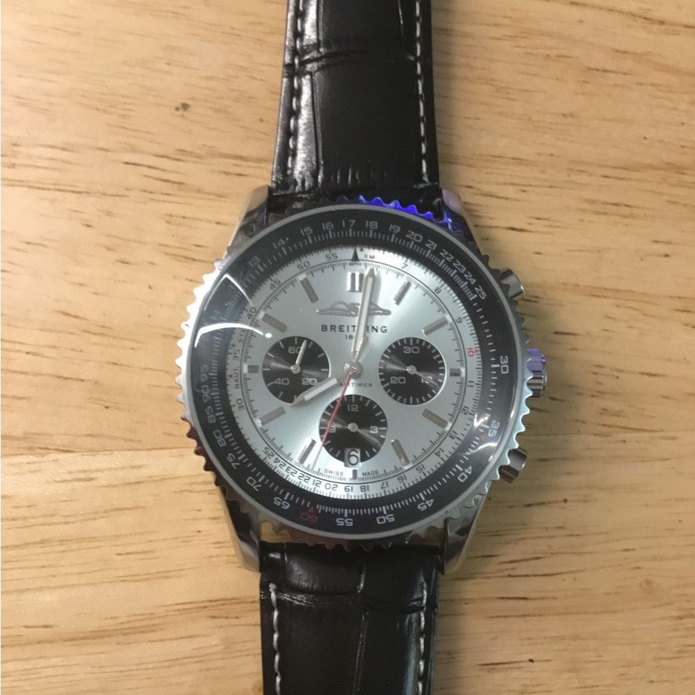 Breitling Silver and Black Men's Watch